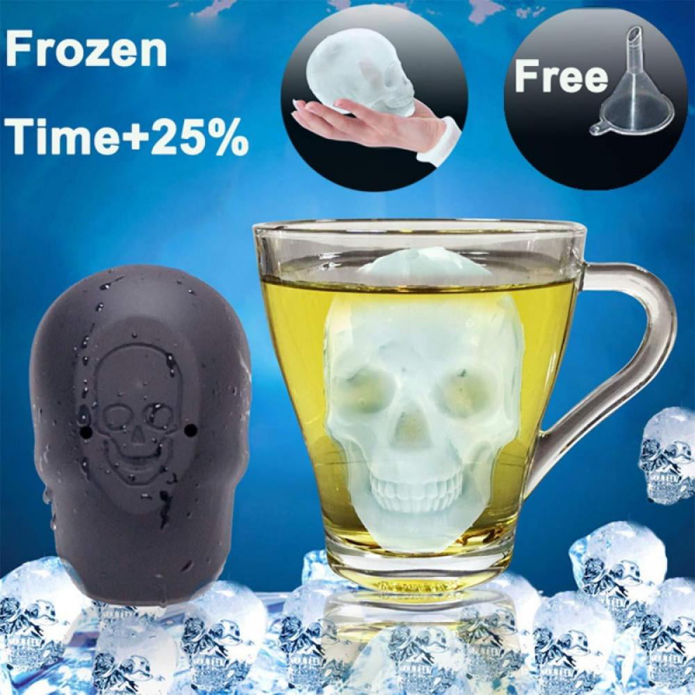 Silicone 3D Skull ICE Cube Tray Maker Round Ball Sphere Mold Whiskey Cocktails 