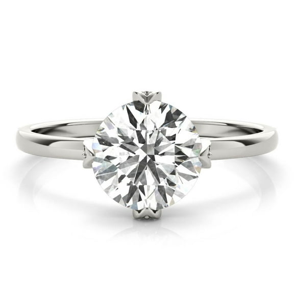 Lina Jewel 2.13 Ct Brilliant Round Cut Hidden Diamond Ring - Classic Solitaire Engagement Ring with Accent Diamonds - Lab-Created Simulated Diamond - 14K White Gold Plated - Gift for Women’s Birthday
