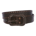 thumbnail image 2 of Snap On 1 1/2" Soft Hand Vintage Cowhide Leather Floral Embossed Rivet Studded Casual Belt, 2 of 2
