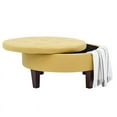 thumbnail image 4 of Partner Furniture 36" Round Faux Leather Tufted Storage Ottoman in Yellow, 4 of 8