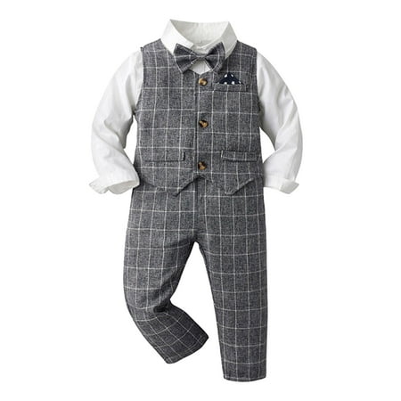 

Fall Outfits Toddler Boy s Fake Vest Gentleman Outfits Suit 3 Piece Clothes Sets Baby Boy Outfits(Color:Dark Gray Size:5-6 Years)