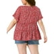 thumbnail image 3 of Blusa de mujer plus size Agnes Orinda, estilo boho, con flores, escote en V, mangas con volantes, blusas tipo babydoll en capas, 2X rojo y verde, 3 of 6