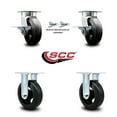 thumbnail image 2 of 6 Inch Kingpinless Rubber on Steel Caster Set 2 Brake & Swivel Lock 2 Rigid SCC, 2 of 2
