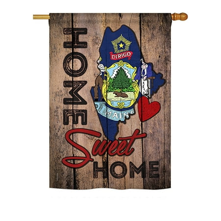 Ornament Collection - State Maine Home Sweet Home Americana - Everyday States Impressions Decorative Vertical House Flag 28