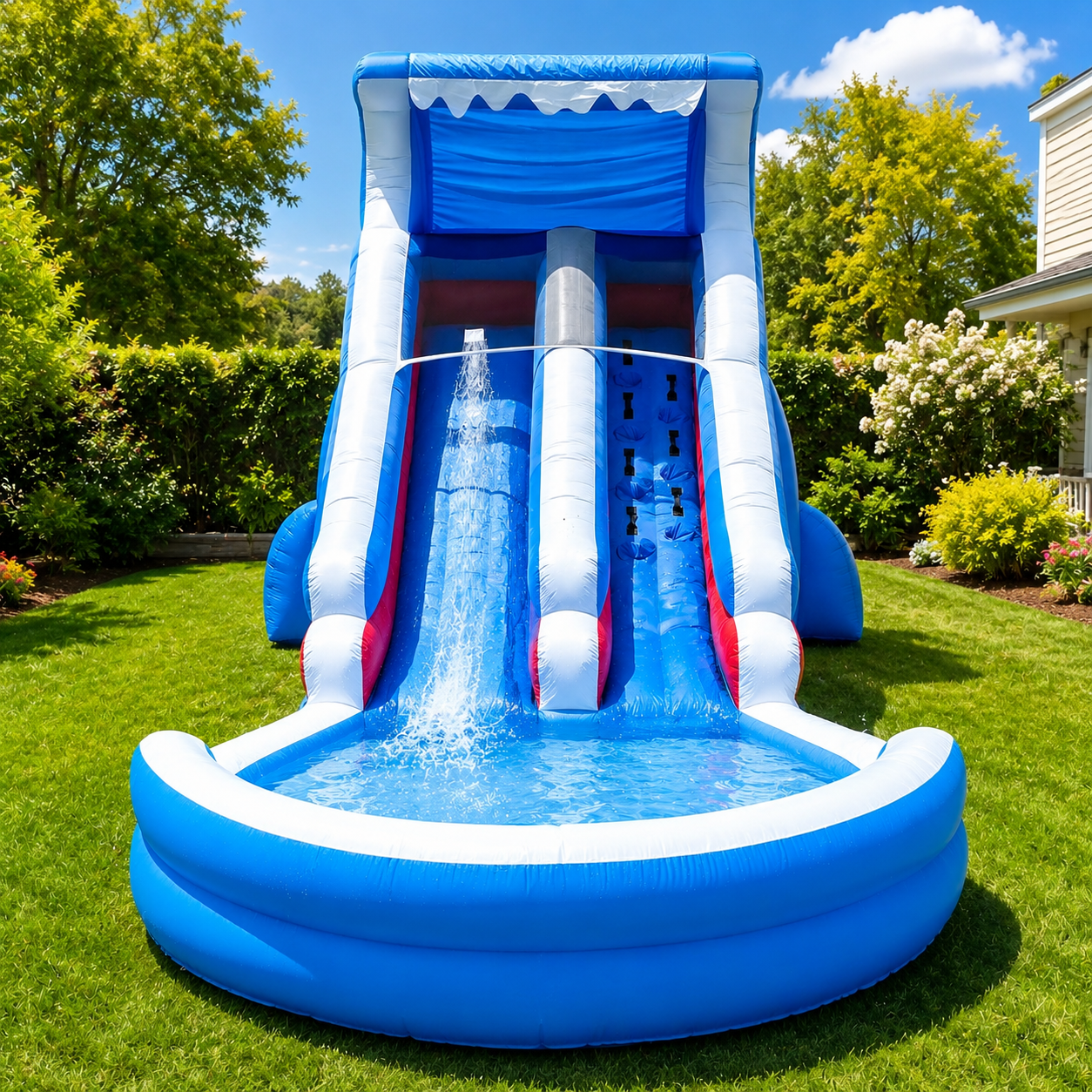 22.5FT Inflatable Water Slide with Large Splash Pool & Blower Included - Oxford Backyard Water Park for Kids (Blue)