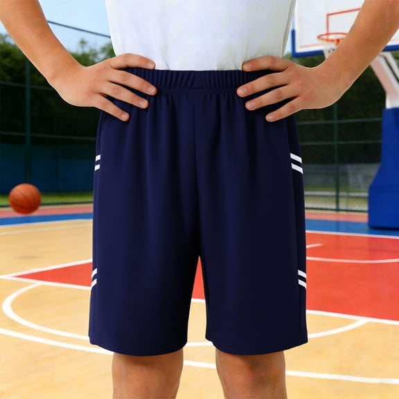 Little Boys Knee Length Shorts Striped Capri Shorts Bermuda Shorts Shorts Athletic Training Basketball Shorts Running Shorts Mesh Gym Workout Shorts No Pocket Activewear Kids,Navy,130/(5-6 Years)