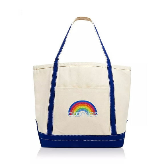 Bloomie's Rainbow Embroidered Cotton Tote Bag