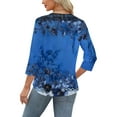 thumbnail image 4 of CYMMPU Flower Pattern Crew Neck Blouses for Women Dressy Casual Fall Fashion Shirts Tunic Tops Loose Fit Spring Tops 3/4 Sleeve Lightweight Basic T-Shirts Blue XXL, 4 of 6