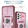 thumbnail image 2 of Military Grade Drop Impact for Samsung Galaxy A53 5G Camera Lens Slide Protection Case 360 Metal Rotating Ring Kickstand Holder Armor Shockproof Case For Samsung Galaxy A53 5G, Pink+Red, 2 of 9