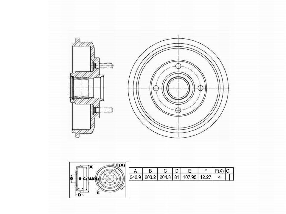 Winstop Brake Drum, Rear WS251262, Ford Focus 2008-2000
