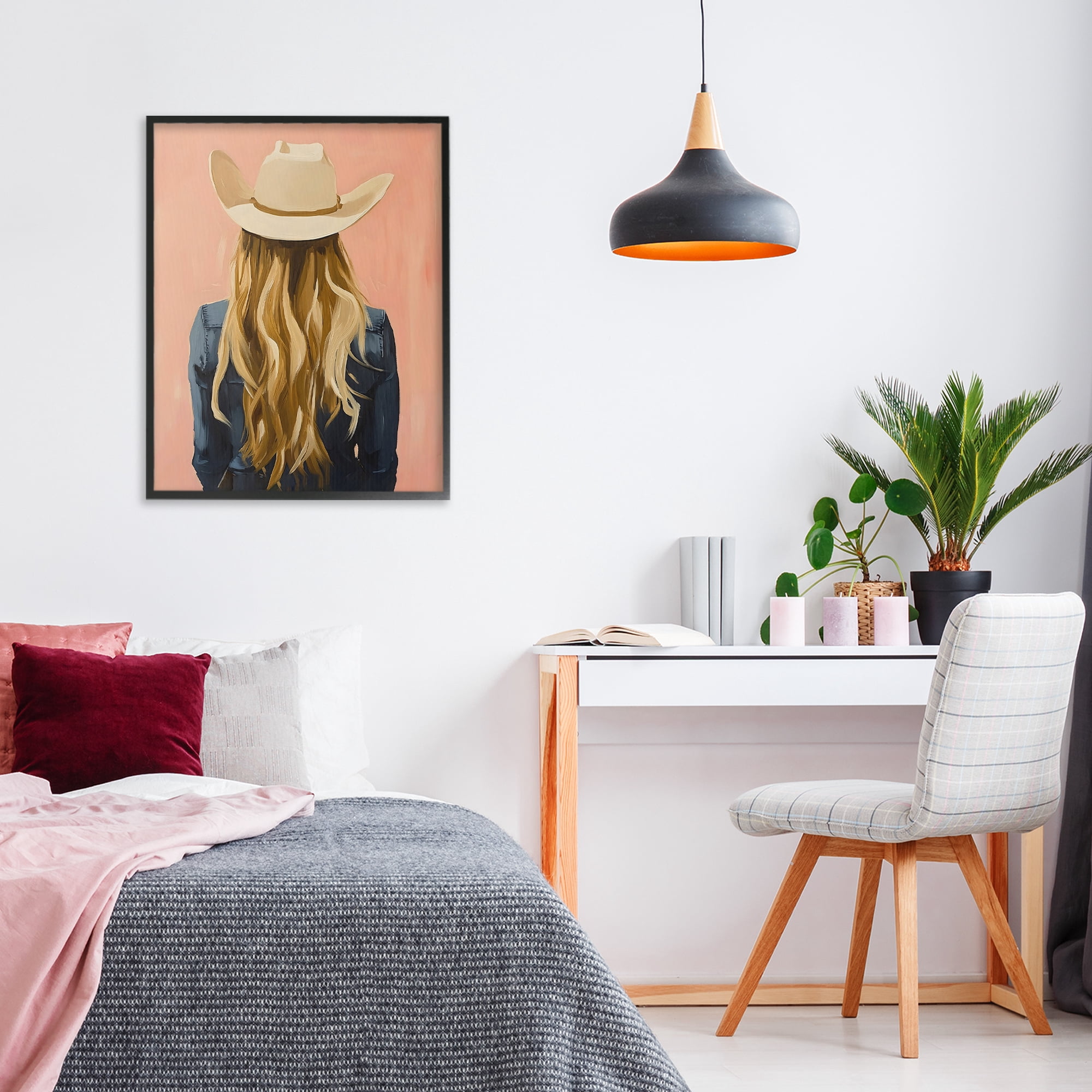 Stupell Industries Blonde Cowgirl Back View Black Framed Giclee Art, design by The Prints Vibe