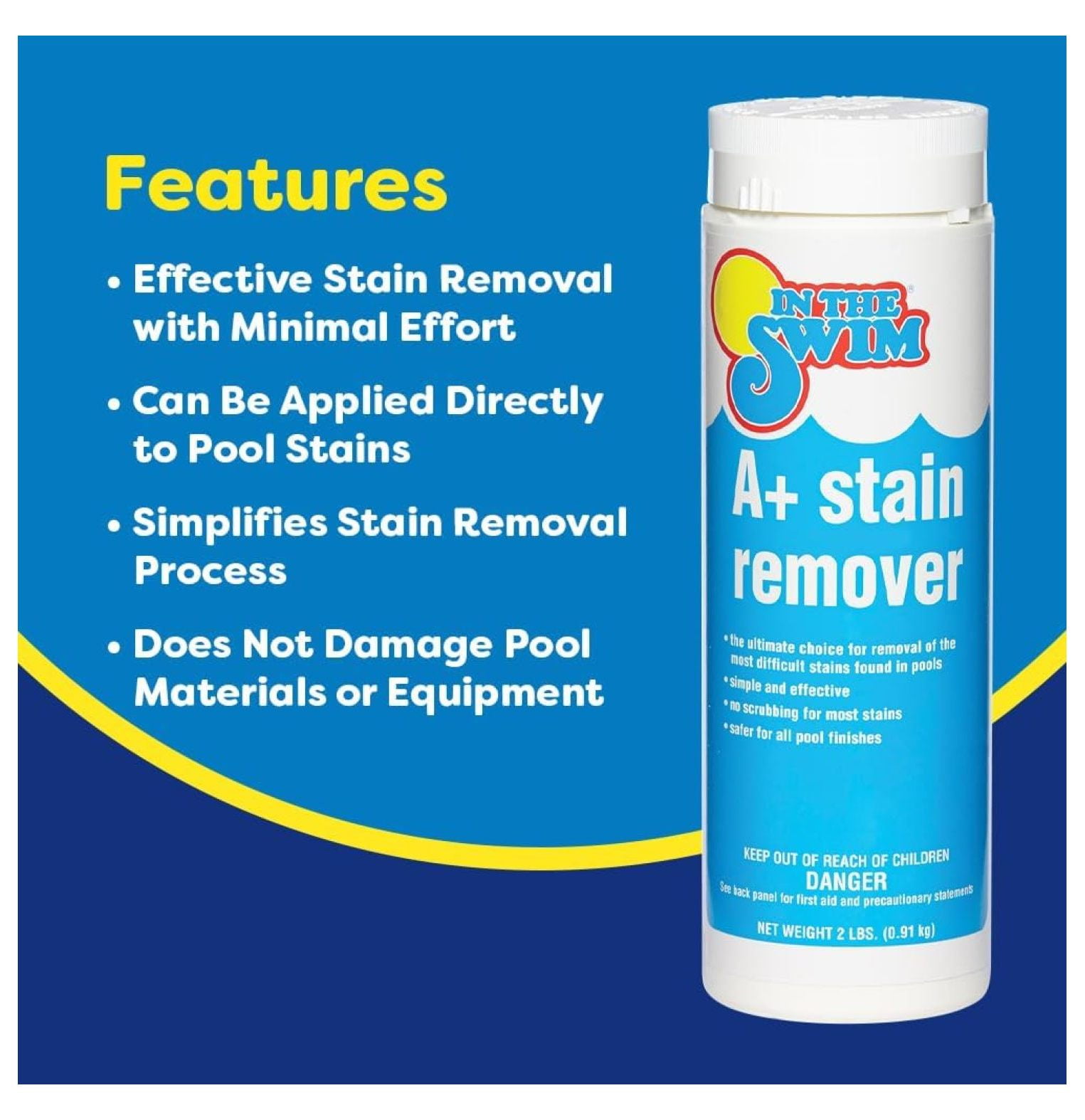 A+ Pool Stain Remover - 100% Ascorbic Acid - Professional-Grade Metal & Organic Stain Treatment - 2 Pound