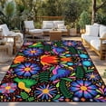 thumbnail image 2 of Mexican Flower Outdoor Rug 3x5 Ft - Reversible Patio Rug Outdoor Camping Rugs, Abstract Colorful Floral Leaf Plant Washable Indoor Outdoor Area Rugs, Non-Slip Outdoor Carpet Runner for Deck/Porch, 2 of 8