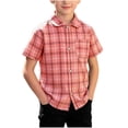 thumbnail image 3 of Asxite Toddler Boys Shirts Plaid Print Short Sleeve Turn Down Collar Casual Summer Tops 1-12Y, 3 of 7