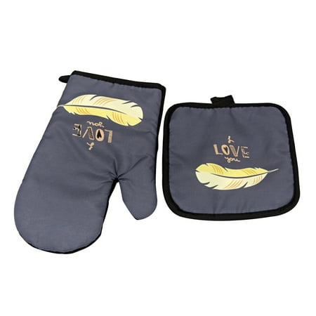 

Hhdxre Cute Oven Mitts and Pot Holder Sets 2pcs Non-Slip Potholders Kitchen Heat Resistant Hot Pads for Women Cooking Gloves(Feather)
