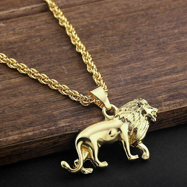Lion Pendant 18K Gold Plated Chain Animal Charm Necklace Giftshion