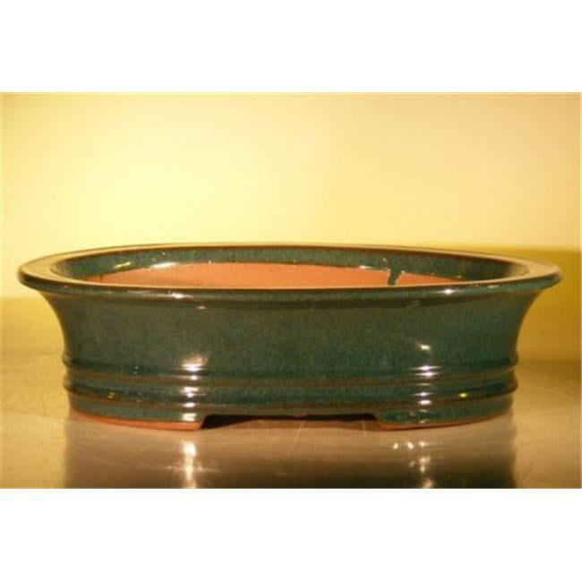 Light Green Ceramic Bonsai Pot Rectangle  8 x 6.375 x 3 