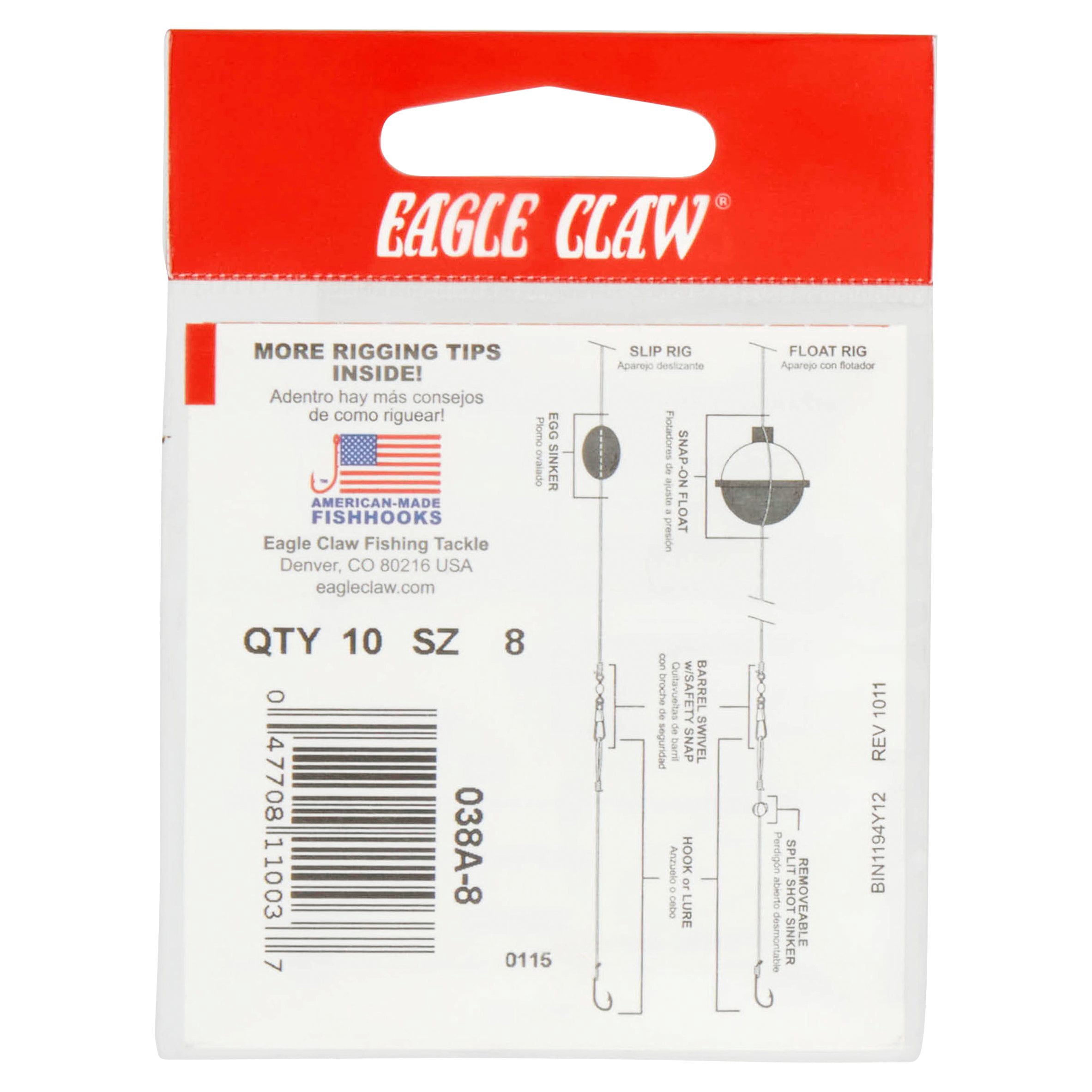 (2 pack) Eagle Claw 038AH-8 Gold Salmon Hook, Size 8, Gold Plated