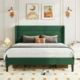 thumbnail image 2 of Amolife King Size Platform Bed Frame with Velvet Upholstered Wingback Headboard, No Box Spring Needed, Green, 2 of 9