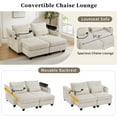 thumbnail image 2 of Convertible Chaise Lounge 63" Loveseat Sofa Sofa Bed Corduroy Sleeper Sofa with Usb Ports, Two Cup Holders, Phone Holder and Ample Storage Space for Living Room and Bedroom (Beige), 2 of 11