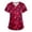 Deep Red #180, variant on Womens Valentines Day Scrub Tops Casual V Neck Cute Valentine Love Printed Scrubs Loose Short Sleeve Scrub Shirts Nursing Workwear Medical Nurse Uniform with Pockets Hot Pink L