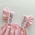 thumbnail image 6 of LYMAYTER‌ 3-24M‌‌‌ ‌‌Infant Baby Girl Romper Checkerboard Embroidery Ruffle Strap Romper Jumpsuit, 6 of 8