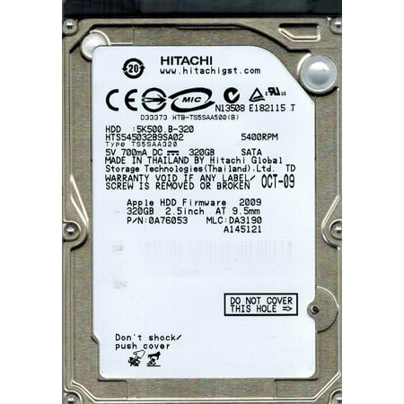 - Hitachi HTS545032B9SA02 P/N: 0A76053 MLC: DA3190 320GB