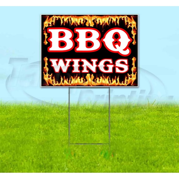 Bbq Wings (18" x 24") Yard Sign, Includes Metal Step Stake