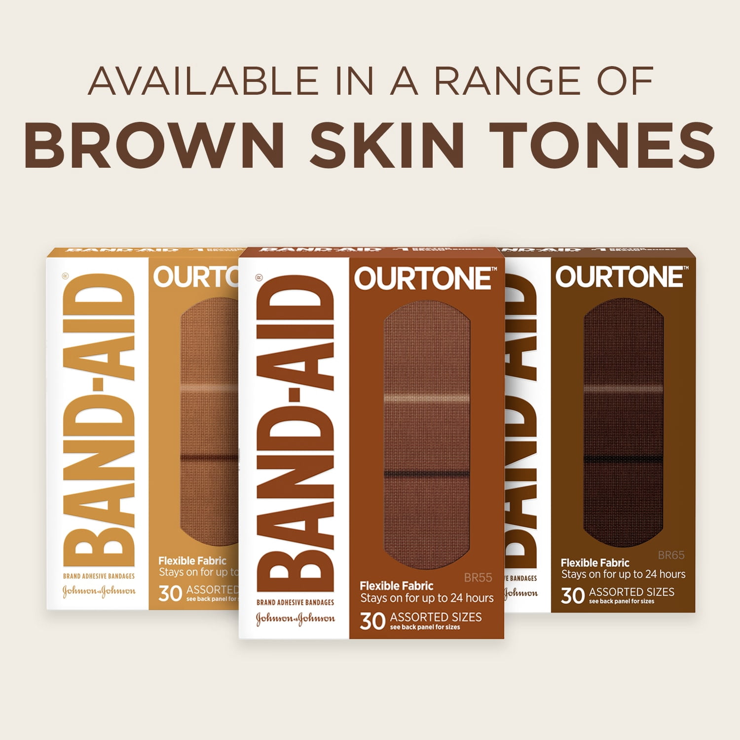 (6 pack) Band-Aid Brand OurTone Adhesive Bandages, BR55, 30 Count