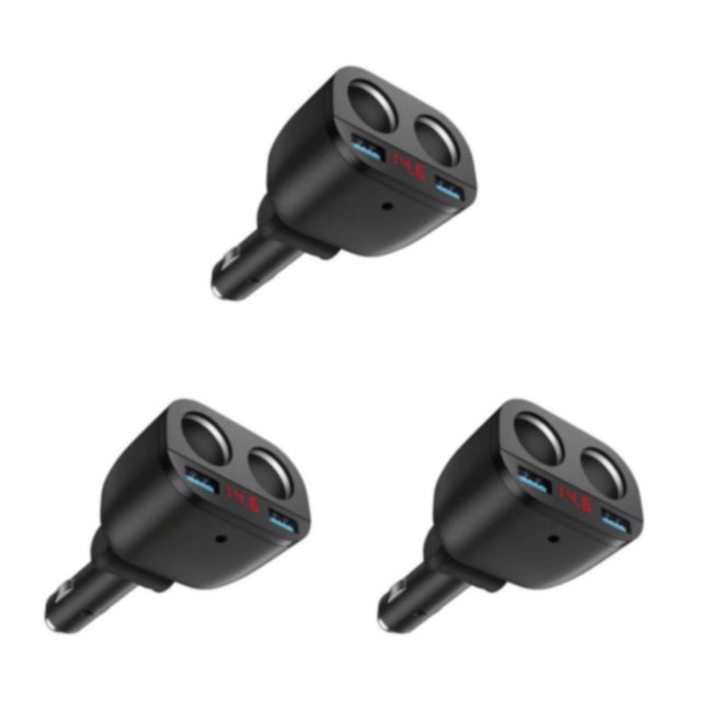 Maytalsory High Charging Speed Multi-functional Dual USB Car Charging Ports Small Occupation Cigarette Black 3Set