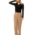 thumbnail image 3 of MixMatchy Women's Long Sleeve Chest Pocket Button Down Mesh Crop Top, 3 of 6