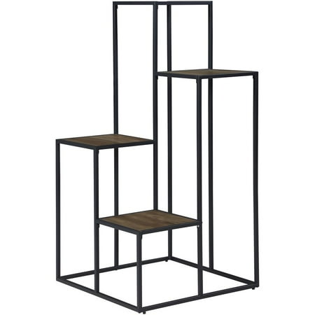

Bowery Hill Modern 4 Tier Display Shelf in Rustic Brown and Black