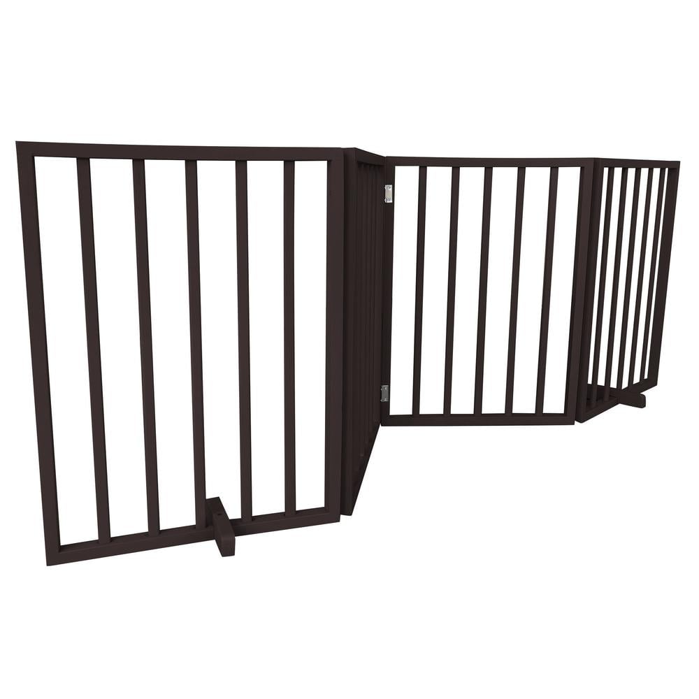 AmeriHome WFPGB4 72 in. Freestanding 4-Panel Folding Wood Pet Gate - Brown