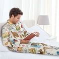 thumbnail image 6 of Xecao Dogs Funny Pets Print Pajamas Set Mens Pajamas Long Sleeve Loungewear Two-Piece Sleepwear Button-Down Pjs Set,2PJS-Small, 6 of 7