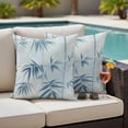 thumbnail image 4 of Blue Botanical Outdoor Waterproof Pillow Covers, Pastoral Watercolor Leaf Spring Summer Decorative Square Throw Pillowcase Sofa Cushion Sham for Patio/Couch/Chair, 20"x20" 2 Pack, 4 of 8