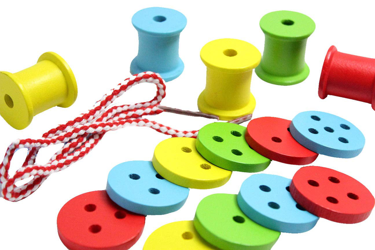 Fine Motor Skill Threading Game Educational Toy Sewing Button Lacing Card Montessori Toy Cognition Workout Activities for Boys Girls Age 2 3 4 5 Years Present 4 Pieces Wooden Clothes Lacing Toys 