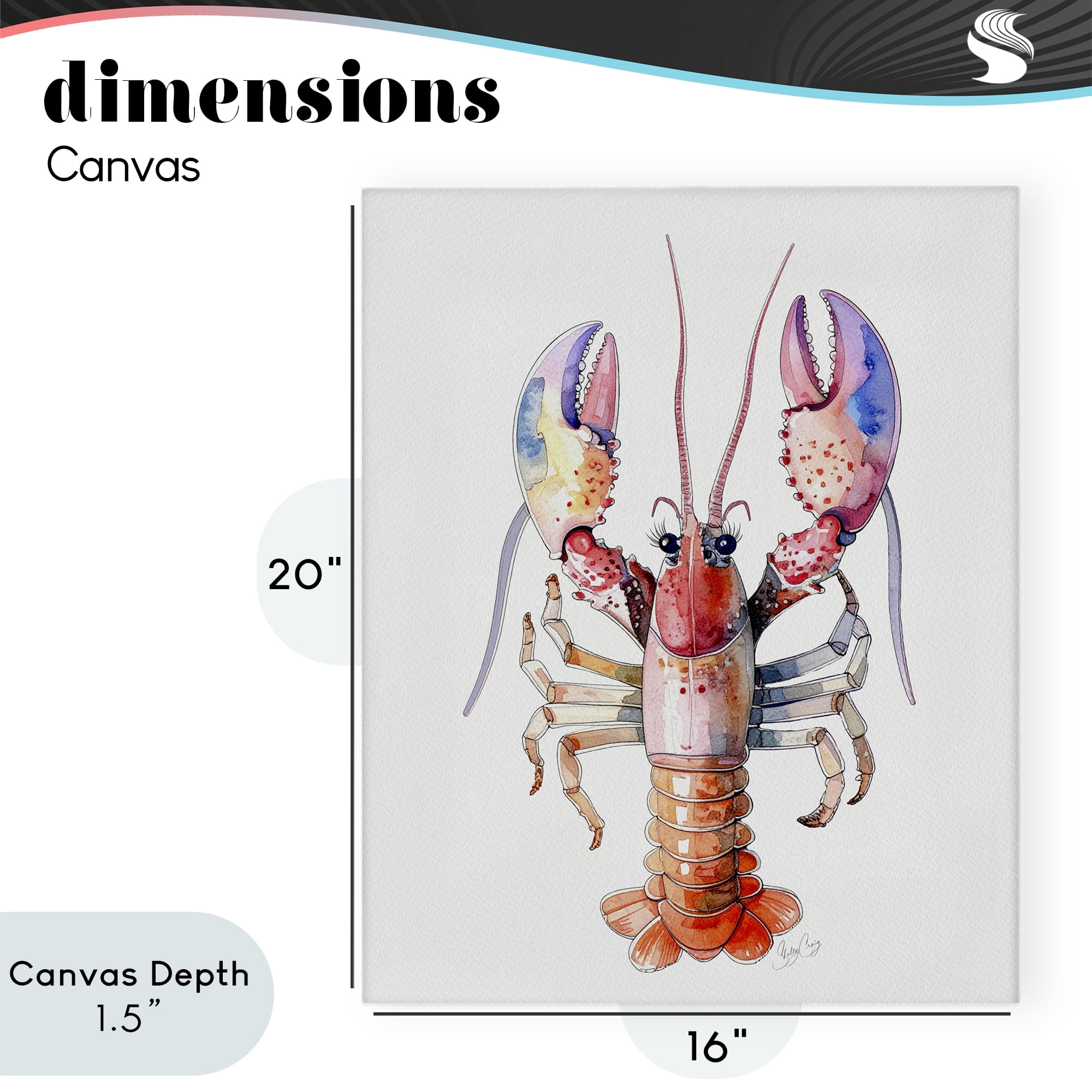 Stupell Industries Coral Claw Lobster Canvas Wall Art, design by Shelly Craig