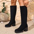 thumbnail image 2 of Women's Knee High Boots Pointed Toe Chunky Block Heel Tall Boots with Back Zipper Long Boot Black 6.5(38), 2 of 9
