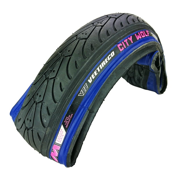 Vee Tire City Wolf 18x1.75 Blue Sidewall Bike Tire Folding Bead Semi Smooth - Walmart.com 