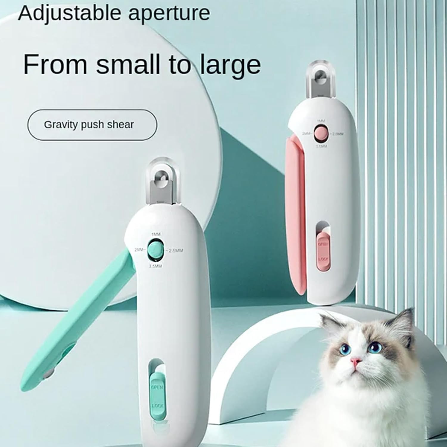nuyezo Celery Pets Nail Clippers, Celerypets Adjustable Claw Clippers, Gentle Round-Hole Trimmer with Dust Storage | Adjustable Size & Hidden Nail File | Cat/Dog Grooming Tool