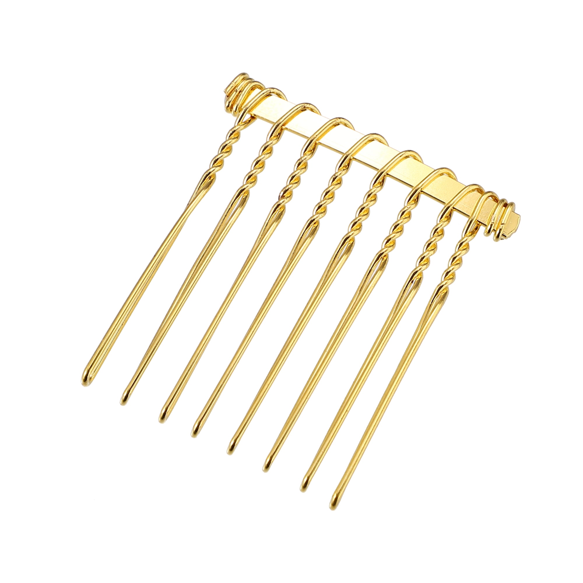 Unique Bargains 12 Pcs No Slip Hair Side Combs Accessories Metal 1.3" Gold Tone