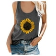 thumbnail image 3 of Follure Sleeveless Tank Tops for Women Plus Size Summer Sunflower Print Round Neck T-shirt Top, 3 of 5