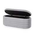 thumbnail image 5 of GZXS 43-Inch Teddy Fabric Storage Bench, Oval Upholstered Ottoman with Pressure Bar Lift – No Assembly Required – for Bedroom, Entryway, Living Room – Gray, 5 of 8