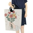 thumbnail image 4 of Yayeee Freestanding Laundry Hamper with Handle Collapsible Large Storage Basket for Clothes, Beige Cute Flower, 4 of 7