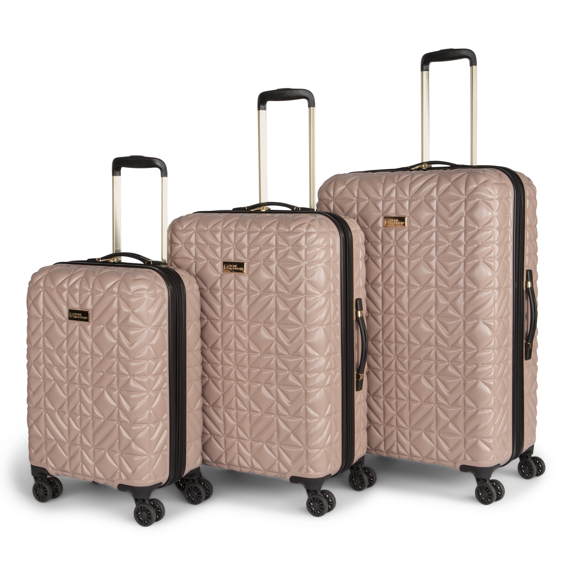 3-Piece Las Vegas Lightweight Durable Expandable Geometric Textured  Hard-shell Double Spinner Luggage set by Stone Mountain includes One  Carry-on 20'' And One Checked 24'' and One Checked 28'', Pink - Walmart.com
