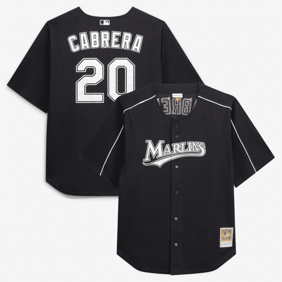 Men's Mitchell & Ness Miguel Cabrera Black Miami Marlins Big & Tall Cooperstown Mesh Batting Practice Jersey