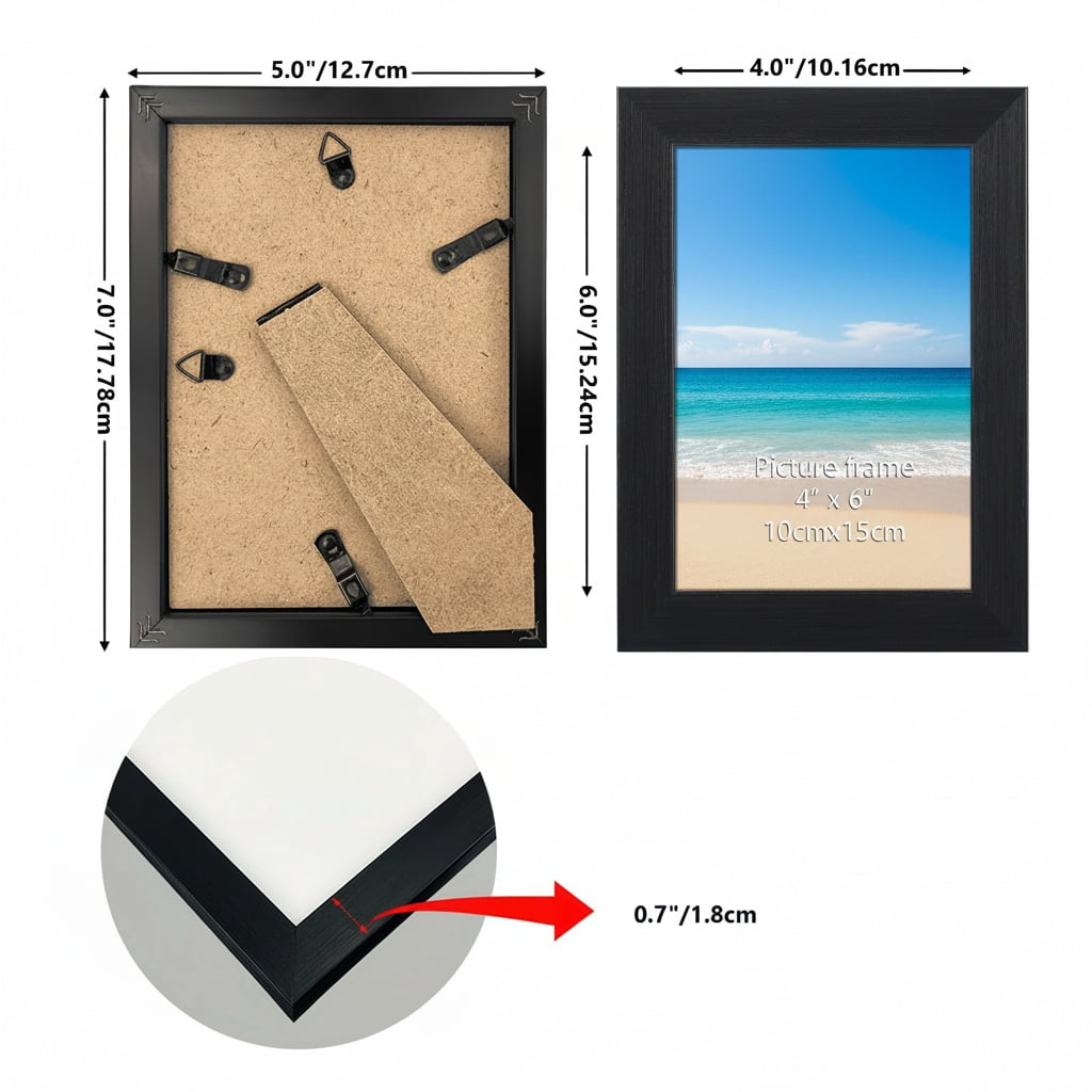 4x6 Picture Frames Set of 12, Black