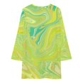 thumbnail image 3 of Lime Green Swirls Loose Dress Evening Dress Summer Dresses for Women Luxury Dress Long Sleeved Dress, 3 of 4