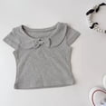 thumbnail image 2 of Landzoo Girls Back To School Tees Solid Color Short Sleeve Crew Neck Autumn Cozy Soft Girls T-Shirt, 2 of 3