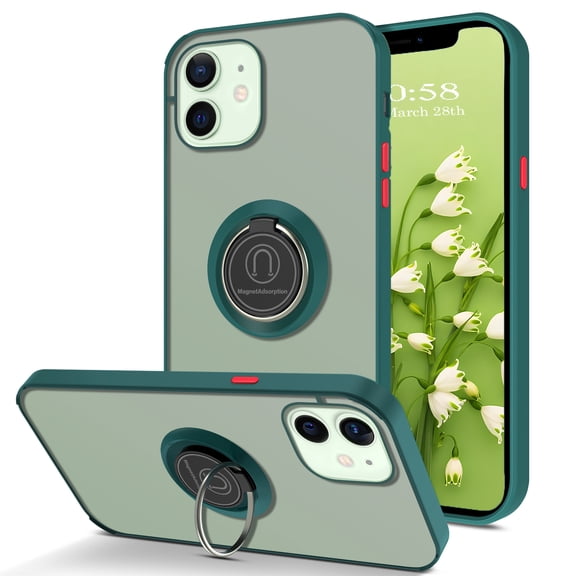 GUAGUA Case for iPhone 12/Pro with Rotatable Ring Holder,6.1" Car Mount Support Full Fit Pc Tpu Shockproof Protective Cover for iPhone 12/Pro 6.1 inch